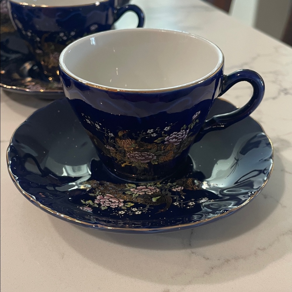 Vintage Yamato Japanese Cobalt Blue Porcelain Tea Set for 6 - Picture 16 of 16